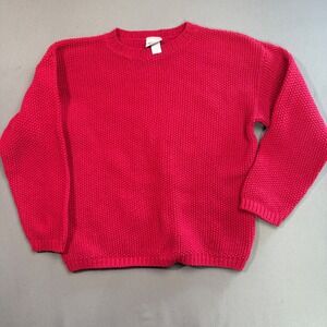 Huntington Ridge Red Textured Knit‎ Sweater Medium Crew Neck Pullover